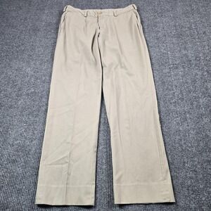 VTG Bills Khakis Pants Mens 36x32 Beige Pleated Khakis Straight Cotton 10944 M3